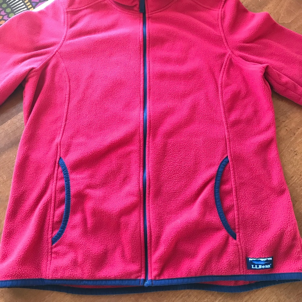 L.L. Bean Vintage Women’s Red Fleece Zip Up Jacket - Picture 2 of 7